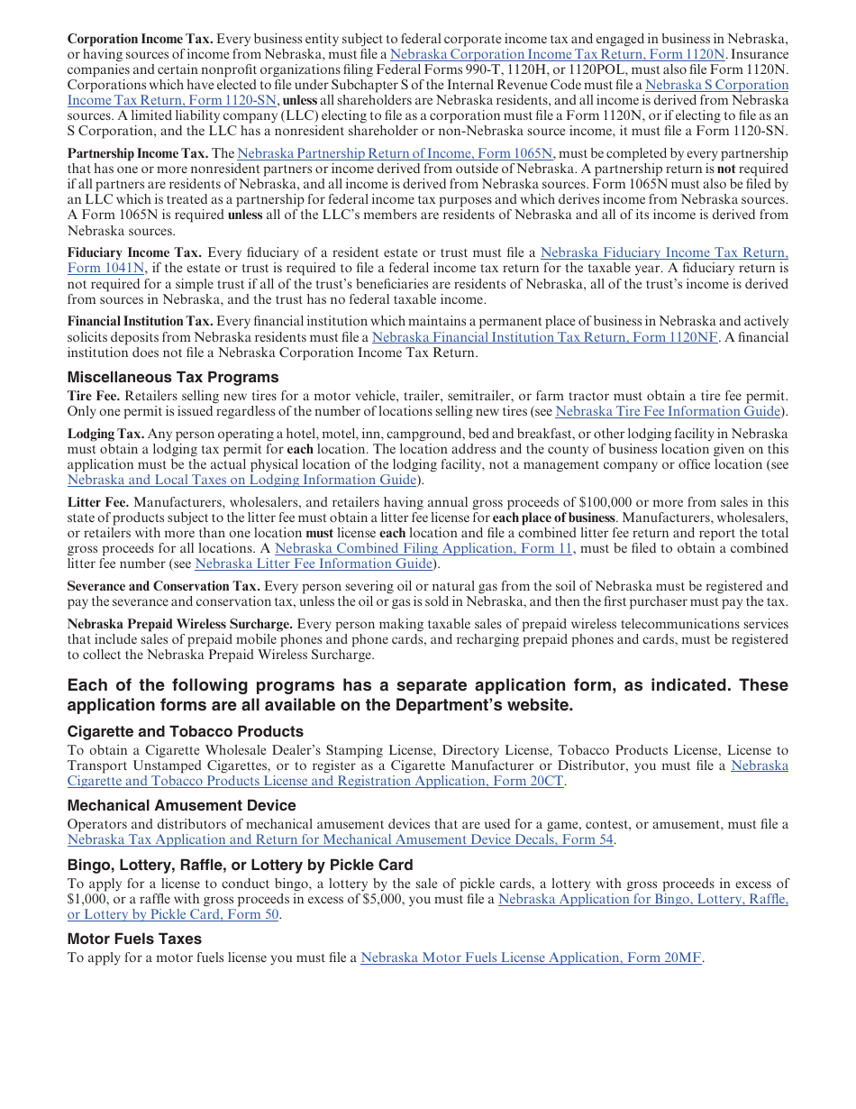 Form 20 Nebraska Tax Application - Nebraska, Page 4
