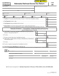 Form 34 Nebraska Railroad Excise Tax Return - Nebraska