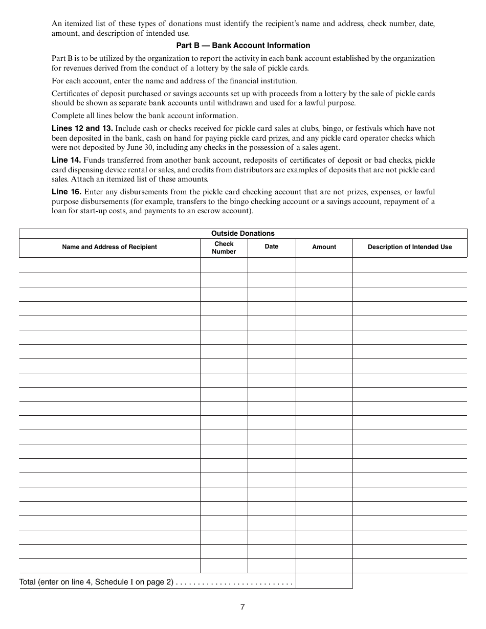 Form 35A Nebraska Lottery by Pickle Card Annual Report - Nebraska, Page 7