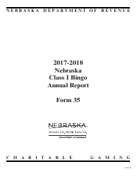 Form 35 &quot;Nebraska Class I Bingo Annual Report&quot; - Nebraska, 2018