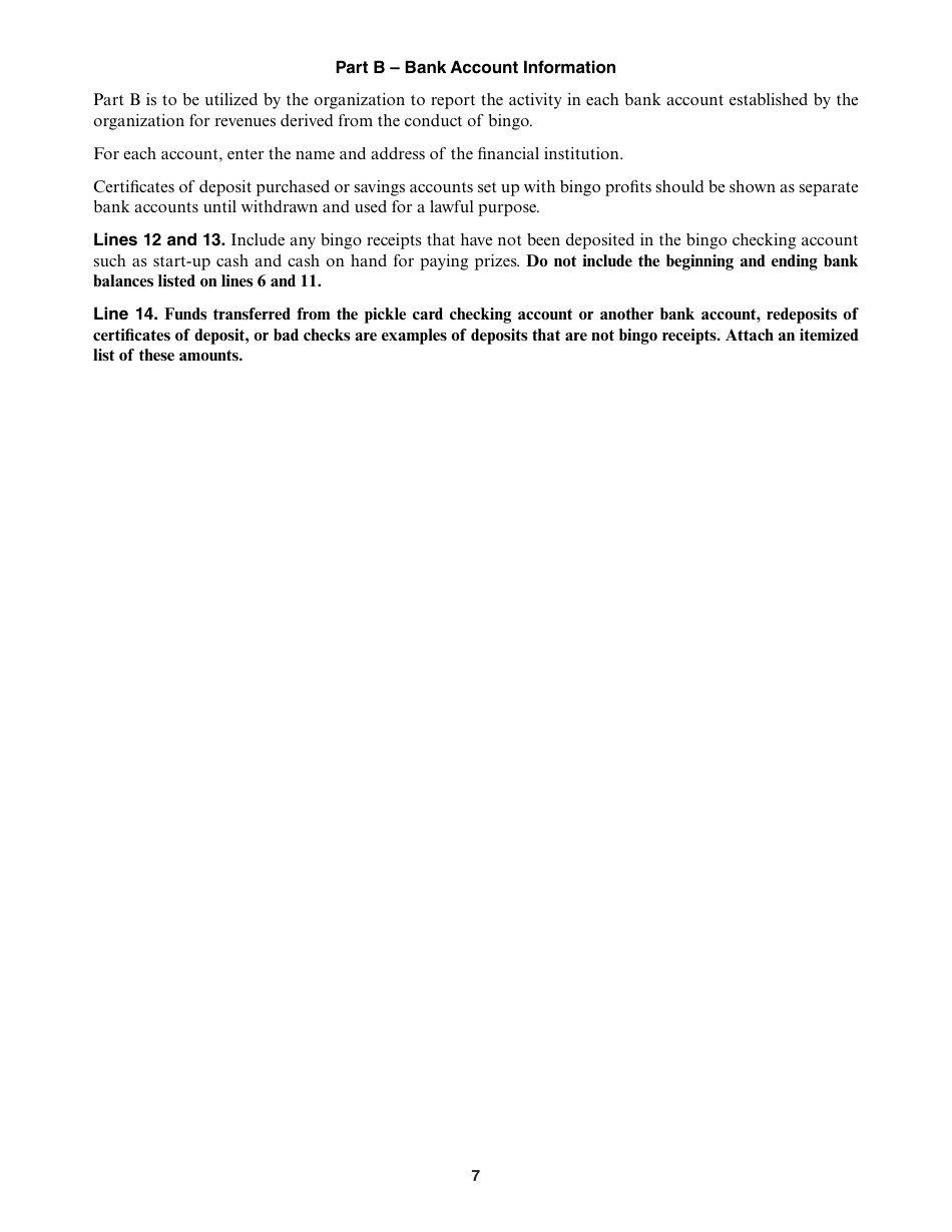 Form 35 Nebraska Class I Bingo Annual Report - Nebraska, Page 7