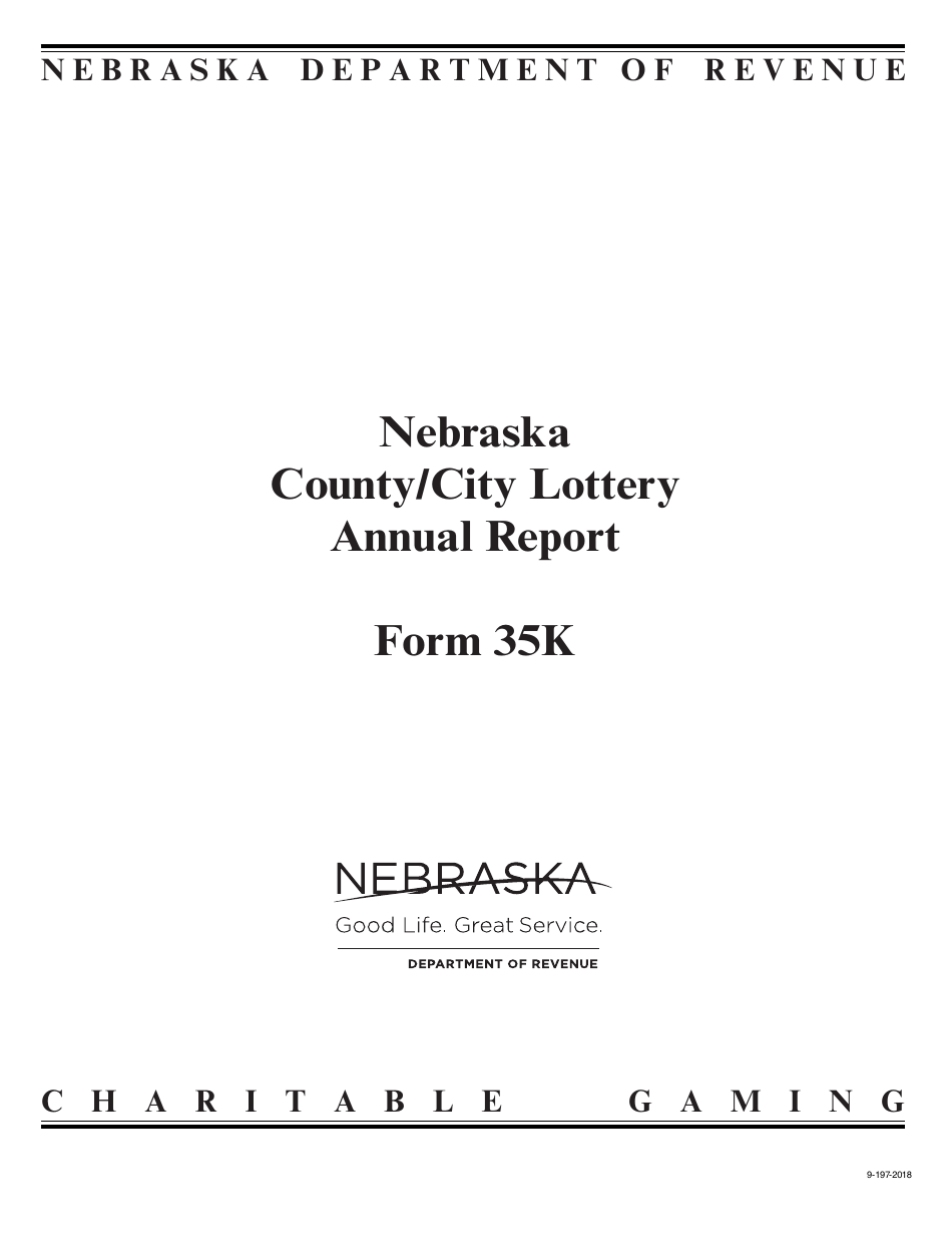Form 35K Nebraska County / City Lottery Annual Report - Nebraska, Page 1