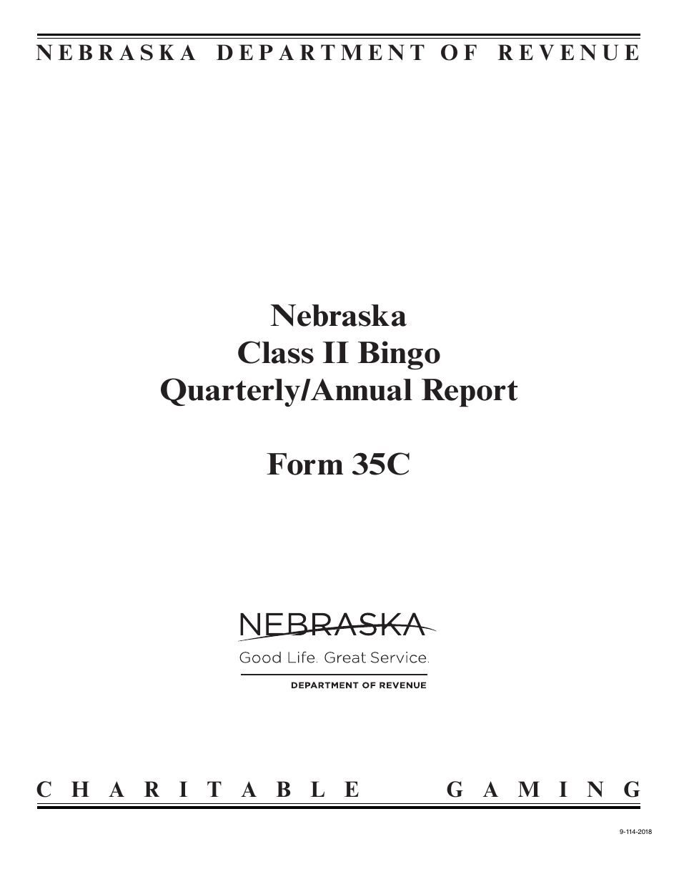 Form 35C Nebraska Class II Bingo Quarterly / Annual Report - Nebraska, Page 1