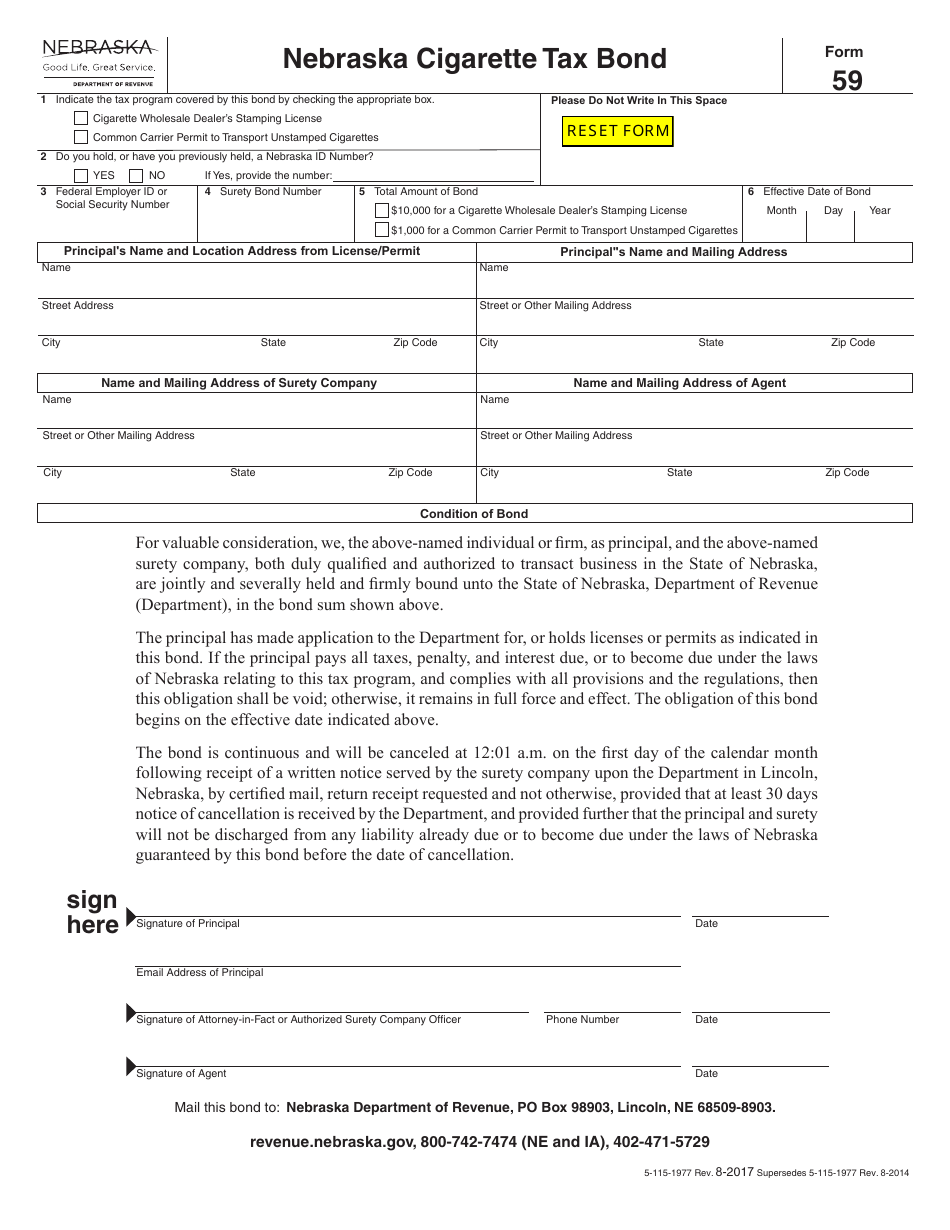 Form 59 - Fill Out, Sign Online and Download Fillable PDF, Nebraska ...