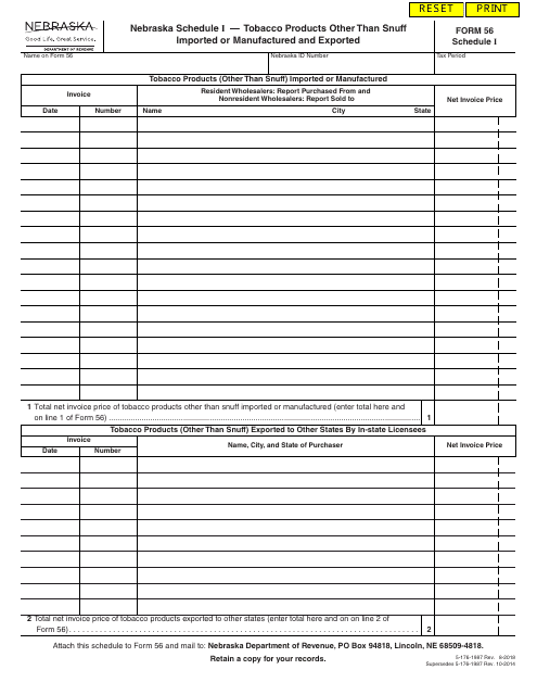 Form 56 Schedule I  Printable Pdf