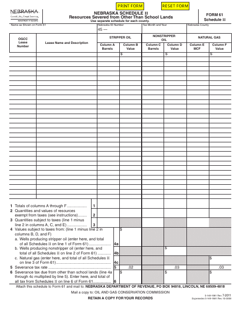 Form 61 Schedule II  Printable Pdf