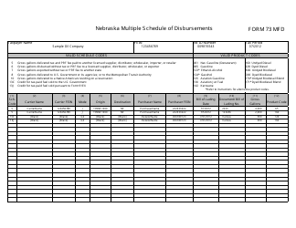 Document preview: Form 73 MFD Nebraska Multiple Schedule of Disbursements - Nebraska
