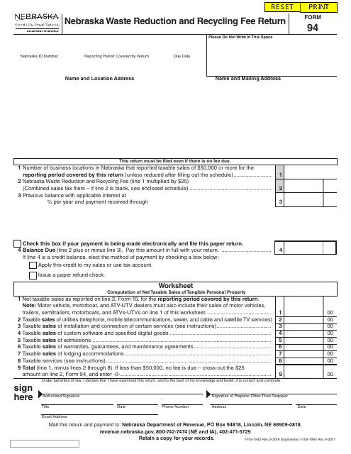 Form 94  Printable Pdf