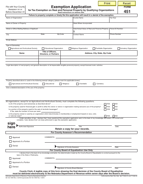 Form 451  Printable Pdf