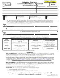 Form 872N Nebraska Extension of Statute of Limitations Agreement - Nebraska