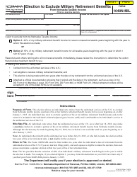 Form 1040N-MIL Election to Exclude Military Retirement Benefits From Nebraska Taxable Income - Nebraska
