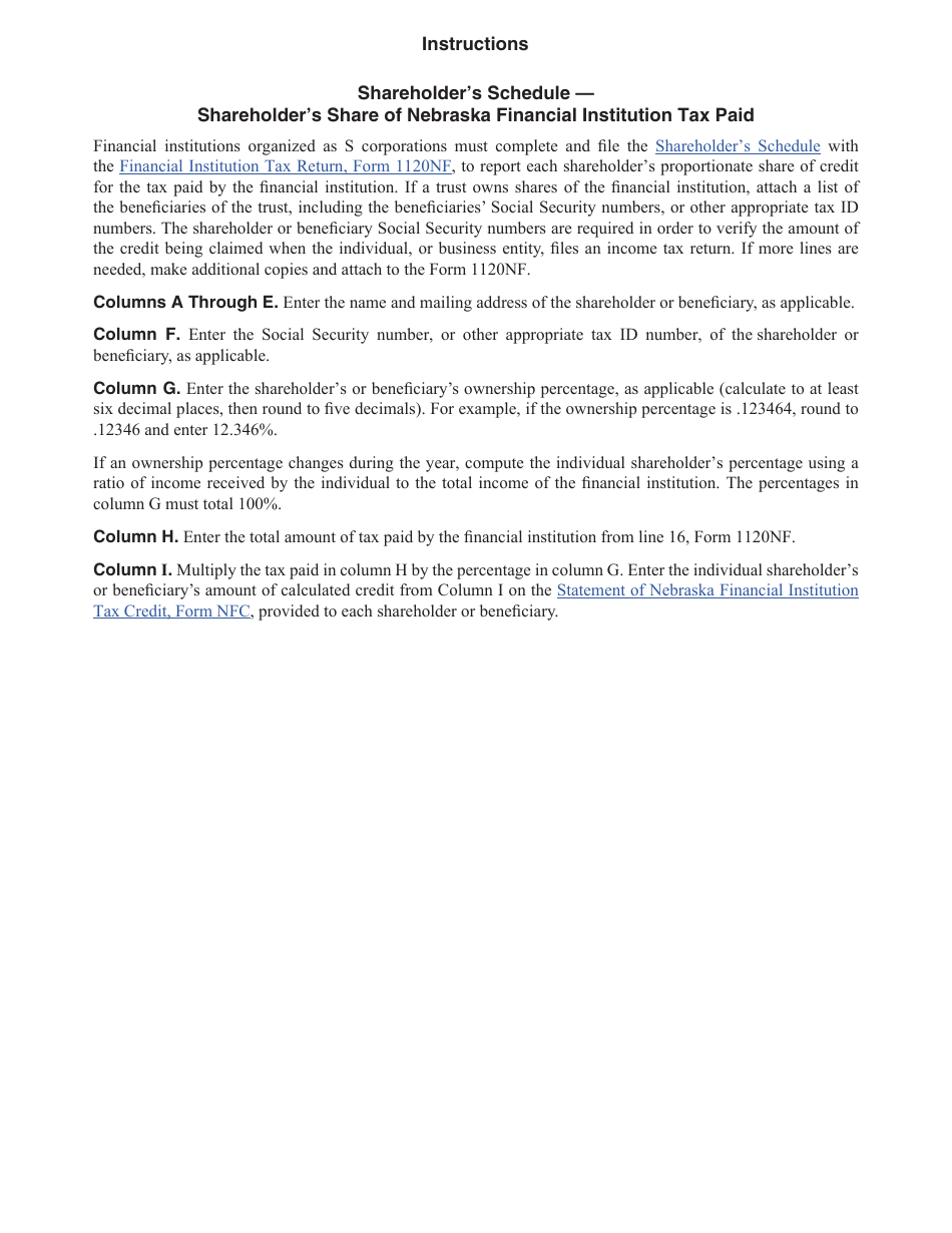 Form 1120NF Financial Institution Tax Return - Nebraska, Page 10