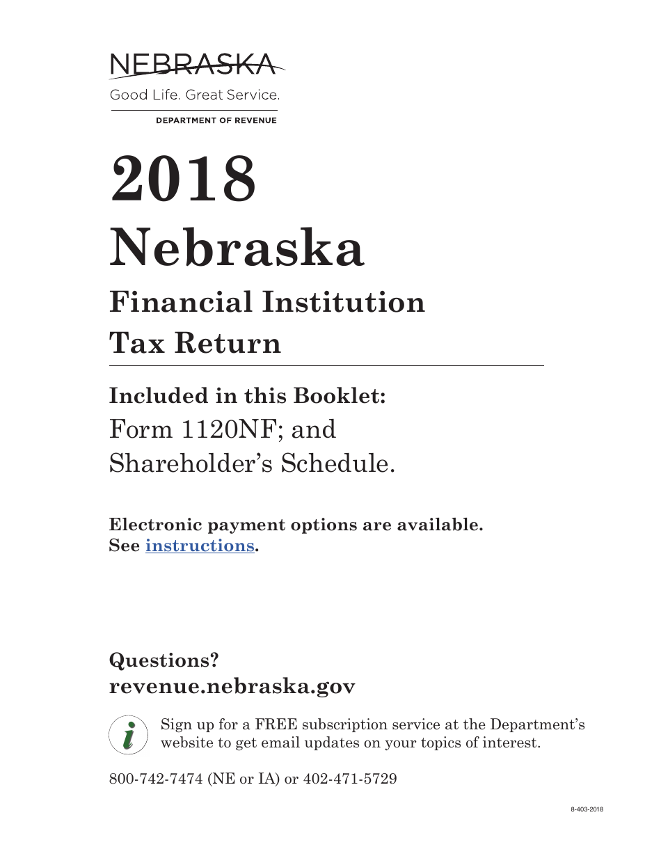 Form 1120NF Financial Institution Tax Return - Nebraska, Page 1
