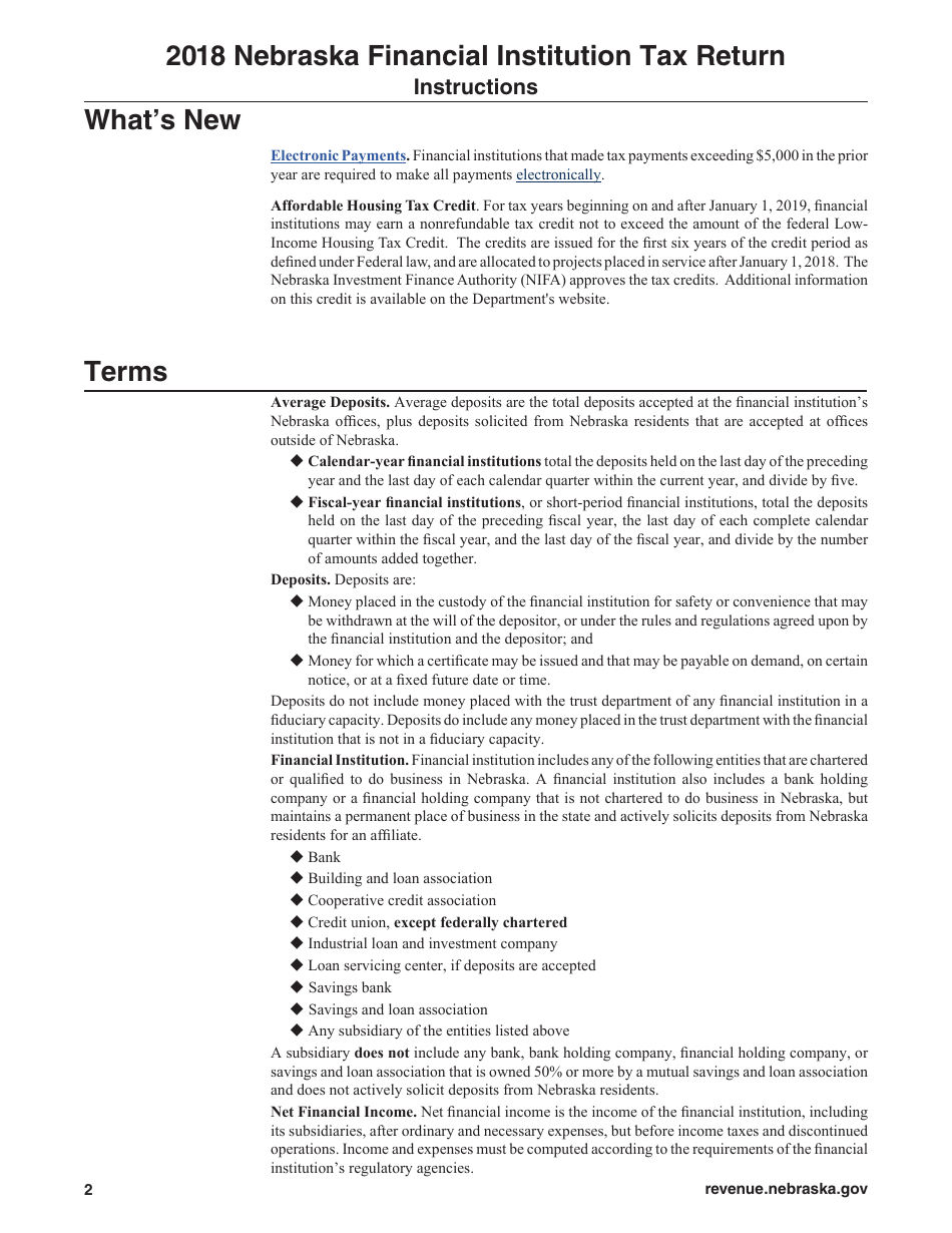 Form 1120NF Financial Institution Tax Return - Nebraska, Page 2