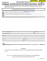 Document preview: Form 8796-AL Municipality Request for Sales and Use Tax Return Information - Nebraska