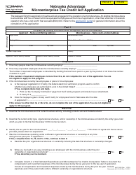 Document preview: Nebraska Advantage Microenterprise Tax Credit Act Application - Nebraska
