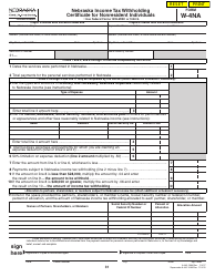 Document preview: Form W-4NA Nebraska Income Tax Withholding Certificate for Nonresident Individuals - Nebraska