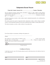 Document preview: Subpoena Duces Tecum - Nebraska