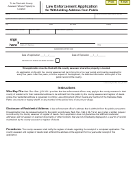 Document preview: Law Enforcement Application for Withholding Address From Public - Nebraska