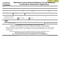 Document preview: Nebraska County Assessor/Deputy County Assessor Certification Examination Application Form - Nebraska