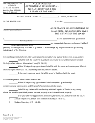 Form CC16:2.2.8 Acceptance of Appointment of Guardian - No Authority Over the Estate of the Ward - Nebraska