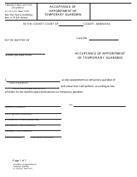 Document preview: Form CC16:2.223 Acceptance of Appointment of Temporary Guardian and Temporary Conservator for a Minor - Nebraska