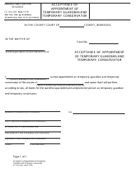 Document preview: Form CC16:2.225 Acceptance of Appointment of Temporary Guardian and Temporary Conservator for a Minor - Nebraska