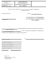 Document preview: Form CC16:2.220 Acceptance of Appointment of Temporary Conservator for a Minor - Nebraska