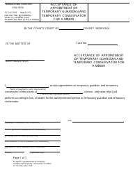Document preview: Form CC16:2.226 Acceptance of Appointment of Temporary Guardian and Temporary Conservator for a Minor - Nebraska