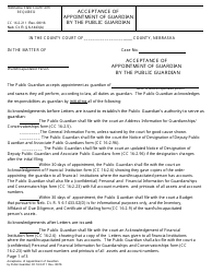 Document preview: Form CC16:2.211 Acceptance of Appointment of Guardian by the Public Guardian - Nebraska