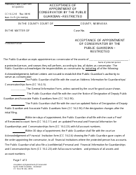 Document preview: Form CC16:2.218 Acceptance of Appointment of Conservator by the Public Guardian - Restricted - Nebraska