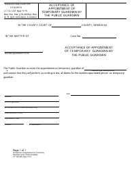 Document preview: Form CC16:2.228 Acceptance of Appointment of Temporary Guardian by the Public Guardian - Nebraska
