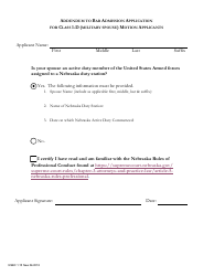 Form NSBC1:15 &quot;Addendum to Bar Admission Application for Class 1-d (Military Spouse) Motion Applicants&quot; - Nebraska