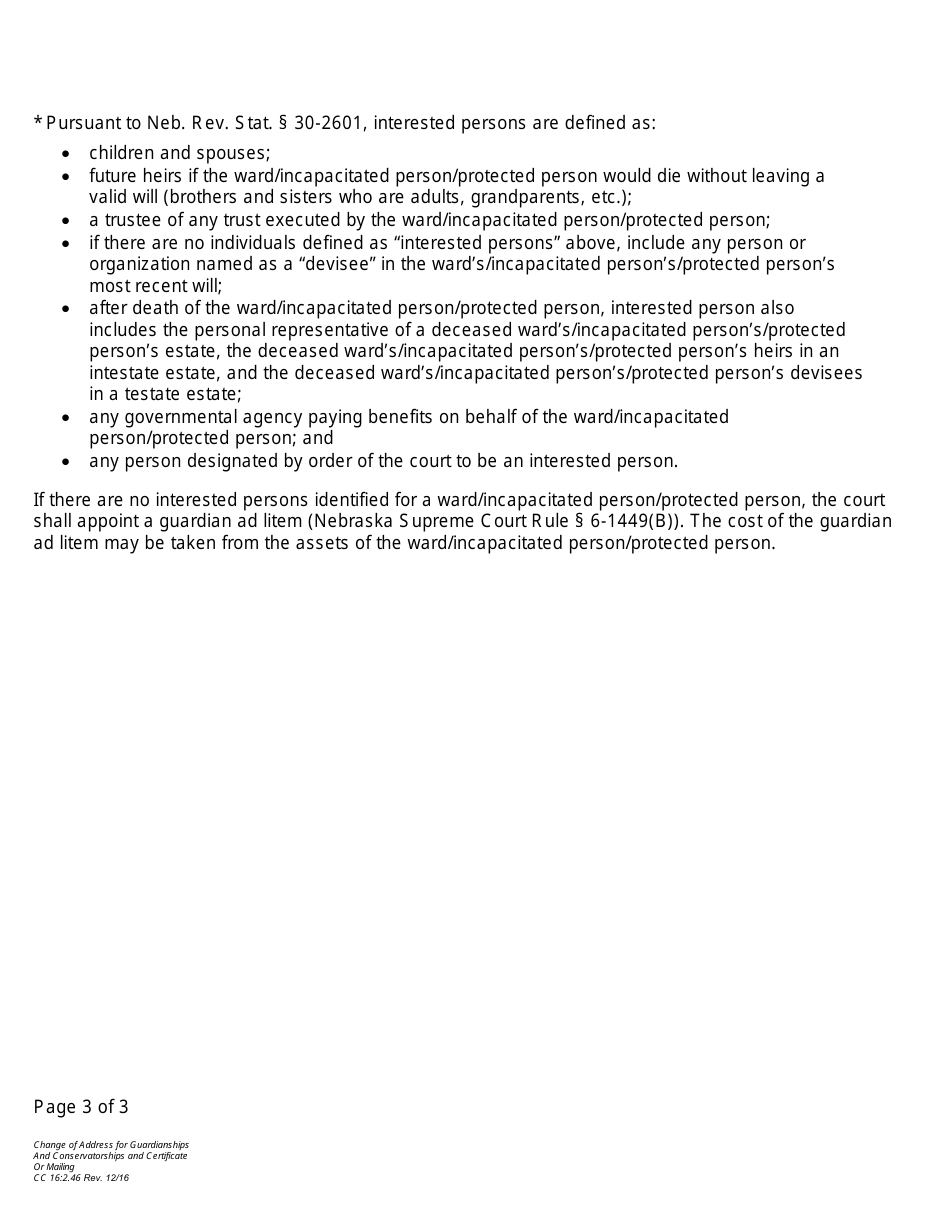 Form CC162.46 Download Fillable PDF or Fill Online Change of Address