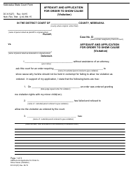 Form DC6:5(27) Affidavit and Application for Order to Show Cause (Visitation) - Nebraska