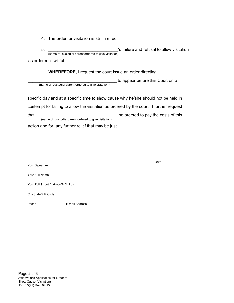 Form DC6:5(27) Download Fillable PDF or Fill Online Affidavit and ...