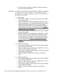 Instructions for Form DC6:5(20) Affidavit and Application for Order to Show Cause (Enforcement of Order for Child Support, Health Care Expenses and Childcare Expenses) - Nebraska, Page 2