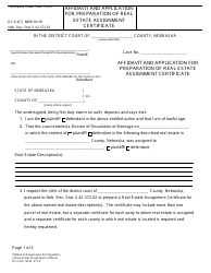 Form DC6:4(7) &quot;Affidavit and Application for Preparation of Real Estate Assignment Certificate&quot; - Nebraska