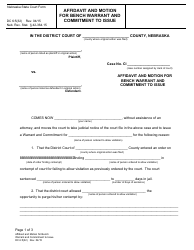 Document preview: Form DC6:5(32) Affidavit and Motion for Bench Warrant and Commitment to Issue - Nebraska