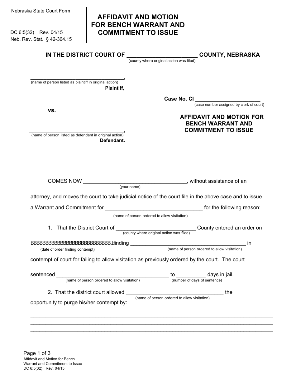 Form DC6:5(32) Download Fillable PDF or Fill Online Affidavit and