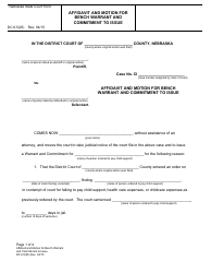 Document preview: Form DC6:5(25) Affidavit and Motion for Bench Warrant and Commitment to Issue - Nebraska