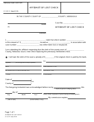Document preview: Form CC23:11 Affidavit of Lost Check - Nebraska
