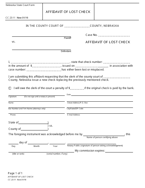 Form CC23:11  Printable Pdf