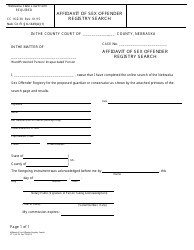 Document preview: Form CC16:2.30 Affidavit of Sex Offender Registry Search - Nebraska