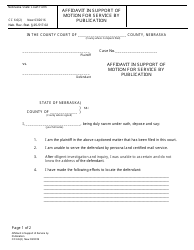 Document preview: Form CC6:6(2) Affidavit in Support of Motion for Service by Publication - Nebraska