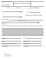 Form CC3:18 Answer and General Denial - Nebraska