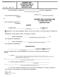 Document preview: Form DC6:15(6) Answer and Counterclaim to Complaint for Modification - Nebraska