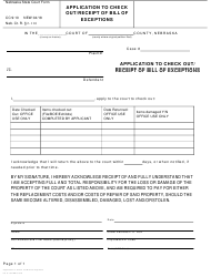 Form CC9:10 &quot;Application to Check out/Receipt of Bill of Exceptions&quot; - Nebraska