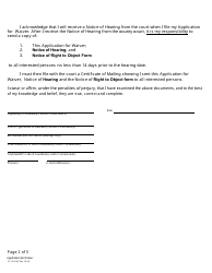 Form CC16:2.38 Application for Waiver, Notice of Right to Object, and Certificate of Mailing - Nebraska, Page 2