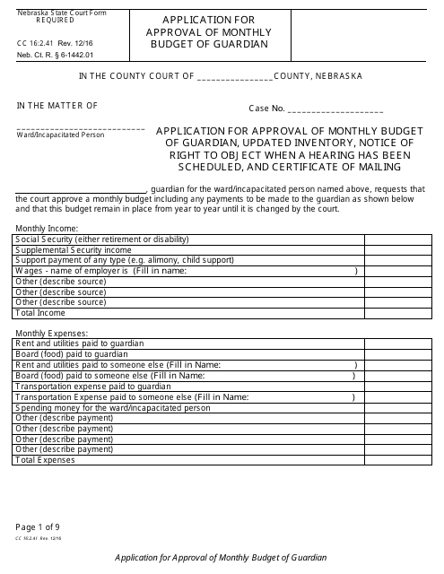 Form CC16:2.41  Printable Pdf